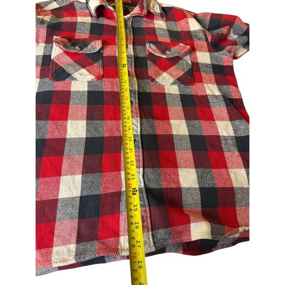 Redhead Mens Red & Black Buffalo Plaid Flannel Shirt L 100% Cotton Button-Up - Picture 3 of 16